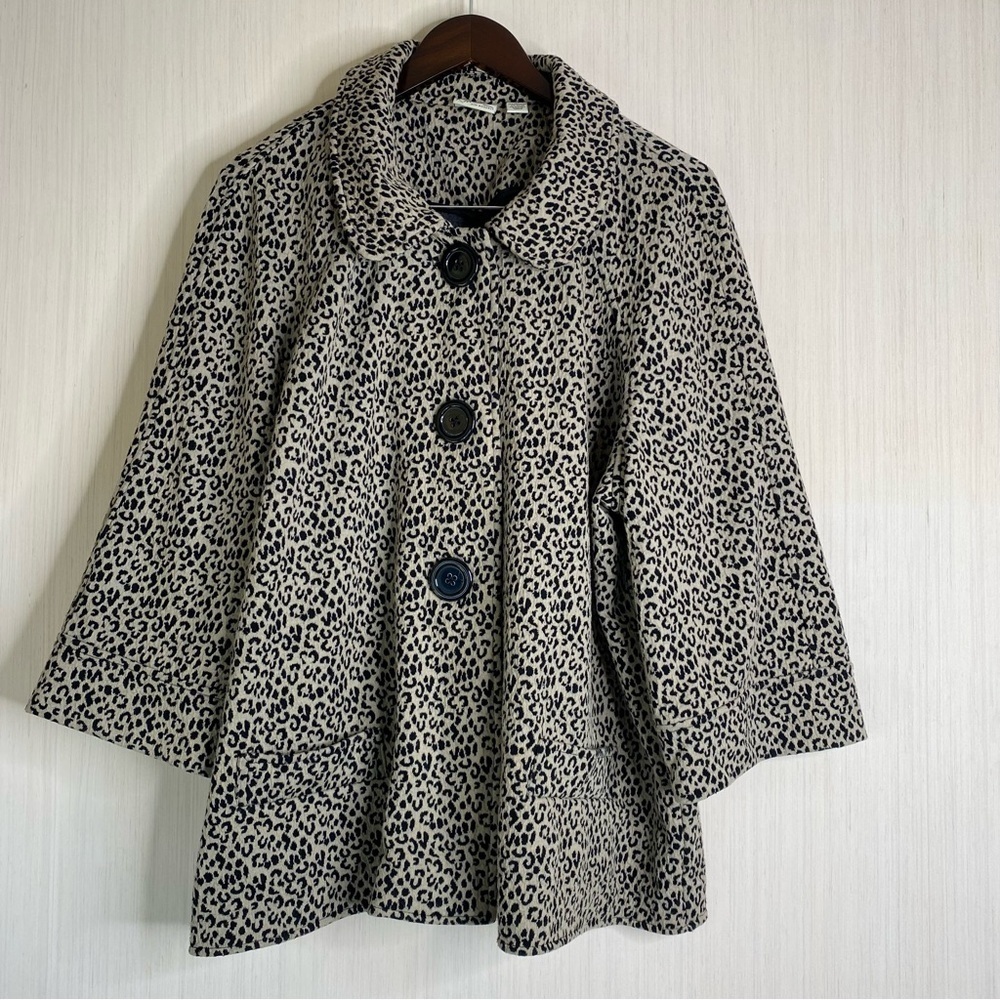 Kim Rogers Animal Print Button up Soft Stretchy 3/4 Sleeve Jacket Women’s 1X